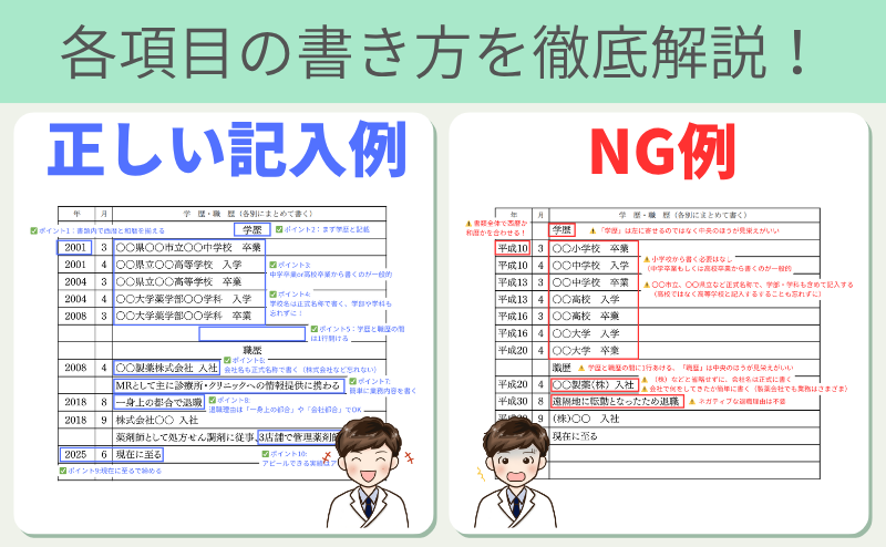 各項目の書き方を徹底解説!